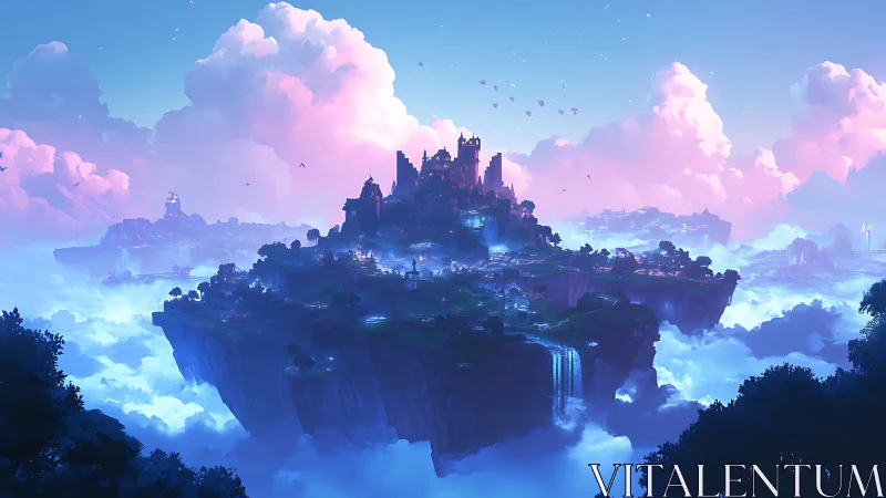 Floating Castle Among Luminous Clouds.