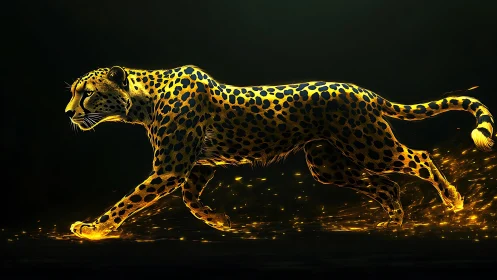 Bioluminescent Leopard: Kinetic Light Projection Study.