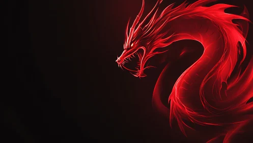 Scarlet dragon flare coiled like living neon wildfire.