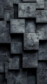 Stacked basalt squares in moody charcoal labyrinth layers.