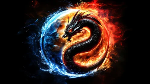 Inferno coil dragon crowns a blazing ring of ice and fire.