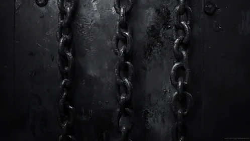 Iron shadows and chained echoes on a scarred black wall.