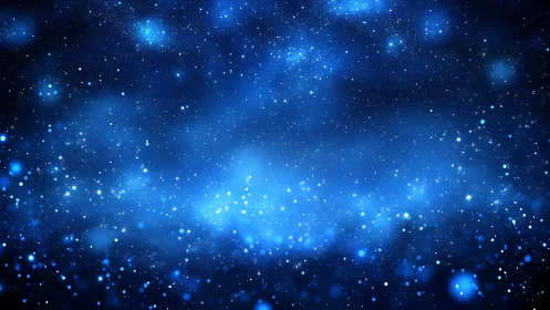 Dreamy blue night sky sprinkled with glowing starlight.