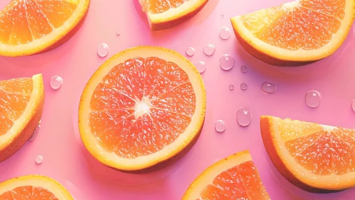 Sunlit orange slices glow against a playful pink backdrop