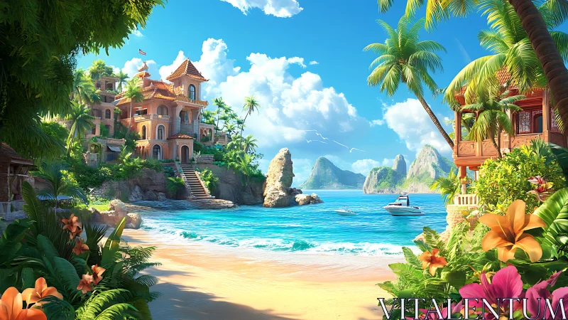 Tropical Paradise Resort With Coastal Architecture.