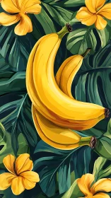 Tropical banana cluster rendered as stylized digital painting