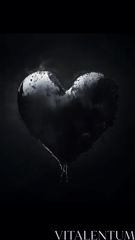 Frost-Covered Heart Shape in Darkness.