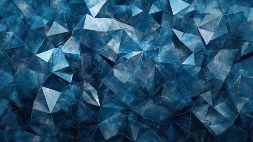 Shattered sapphire glacier of angular crystalline echoes.