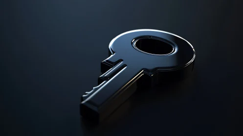 Polished Key Against Deep Blue Backdrop.