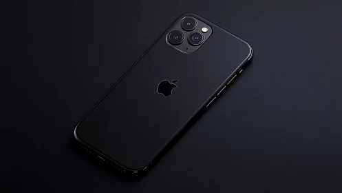 Sleek Black Smartphone with Triple Camera Setup.