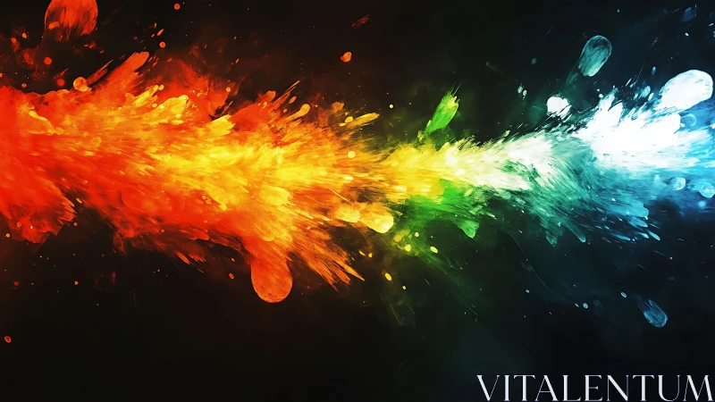 Vibrant paint splash explosion in abstract digital art style.