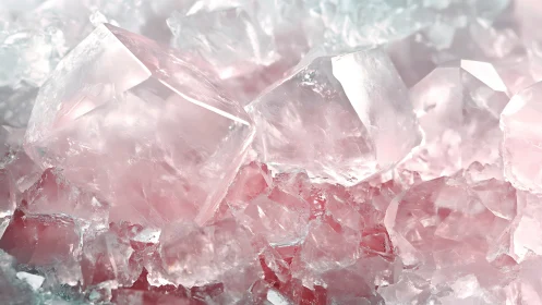 Photorealistic rose quartz crystal macro with luminous facets.