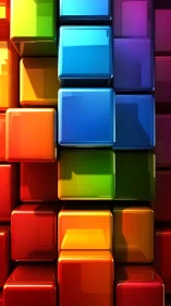 Chromatic cubic grid in layered 3D glossy relief design.