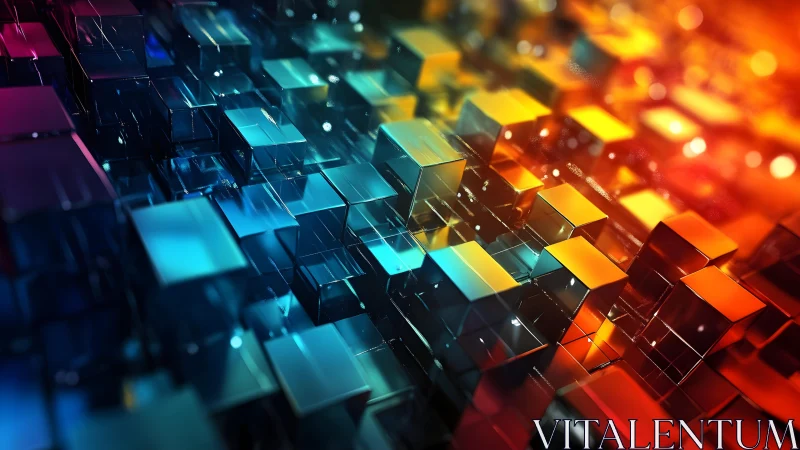Vibrant 3D Glass Cubes in Futuristic Abstract Digital Art Style. Vibrant 3D Glass Cubes in Futuristic Abstract Digital Art Style.