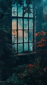 Misty forest window welcomes a quiet, overgrown ruin