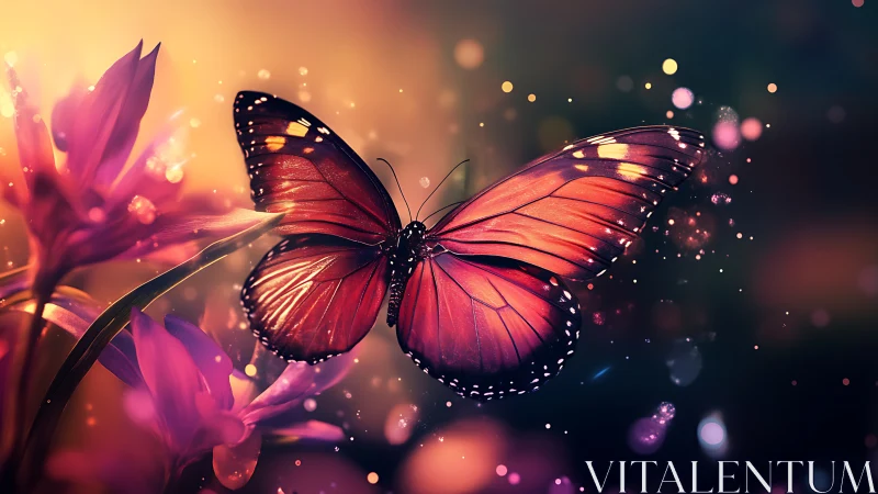 High-saturation digital butterfly macro with dynamic bokeh field