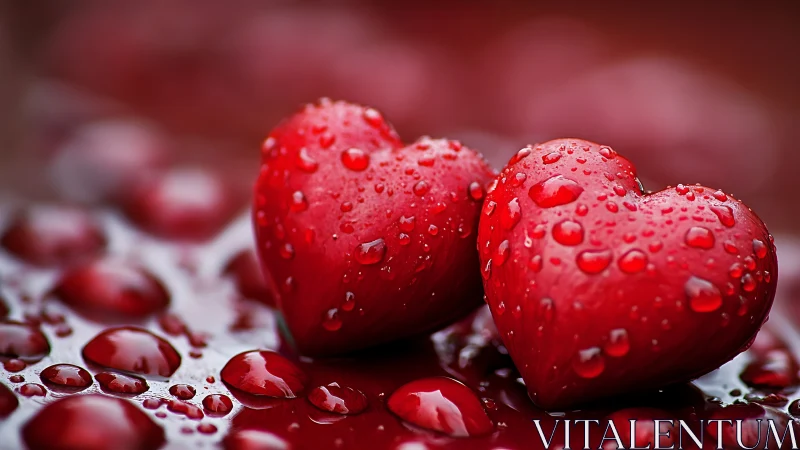 Dewdrop-covered raspberries arranged with macro precision and depth of field.
