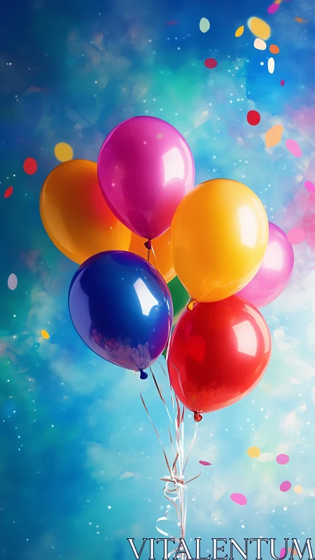 Chromatic Cloudscape: Brilliant Balloons Suspended in Twilight.