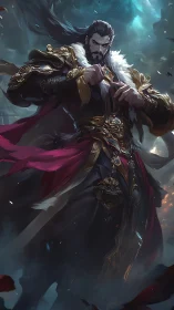 Storm-clad warlord tightening fate&rsquo;s gilded gauntlets.