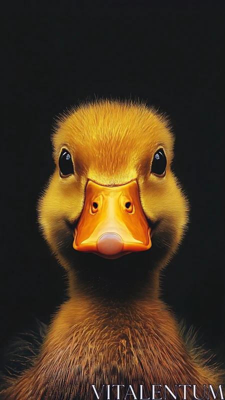 Front-facing duckling portrait renders hyperreal plumage detail