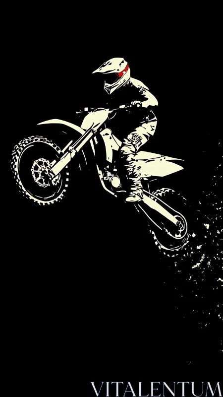 Motocross rider launches into a high-contrast night sky.