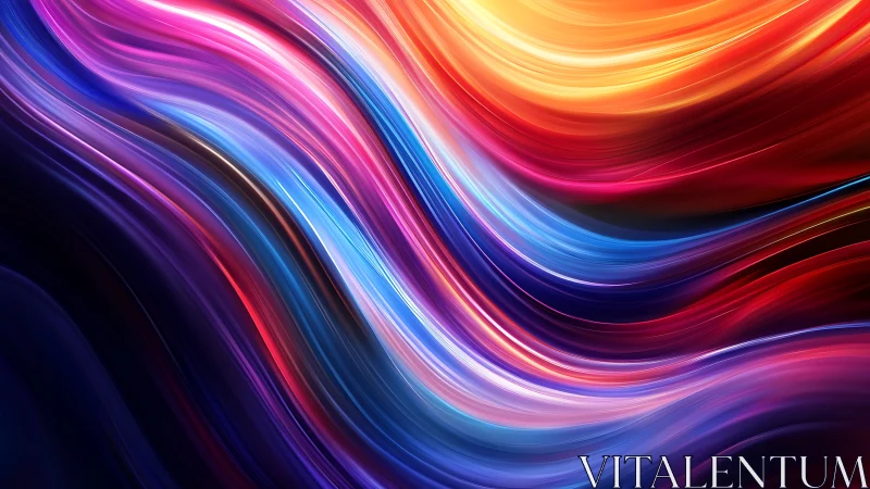 Radiant neon light waves stream across a deep cosmic void