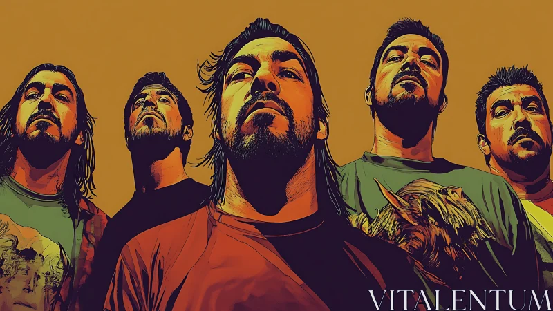 Bold band portrait glowing with daring color and attitude.