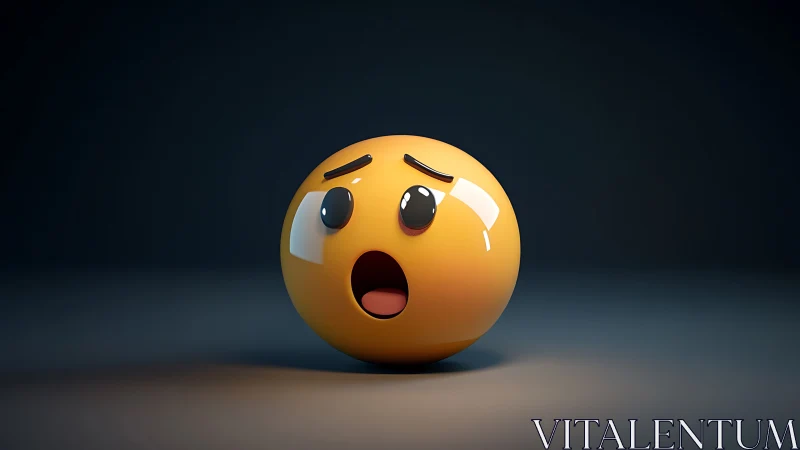 Shocked glossy emoji sphere with dramatic studio lighting.