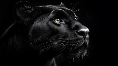 Black Panther Portrait: Luminous Eyes Against Void.
