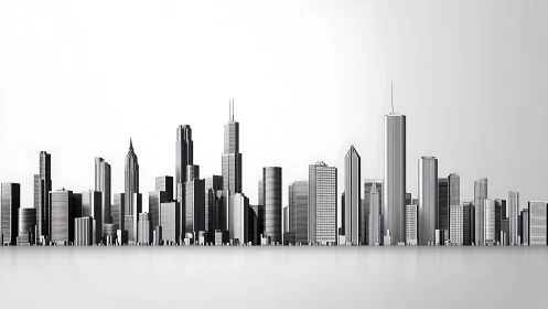 Monochrome architectural city skyline in minimalist perspective.