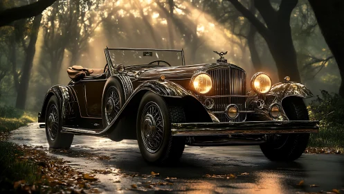 Golden hour drive with a timeless vintage roadster.