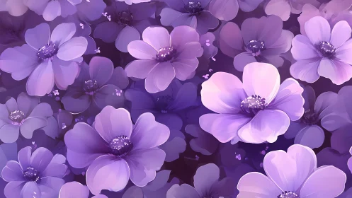 Densely Layered Floral Composition with Multi-Depth Purple Petals