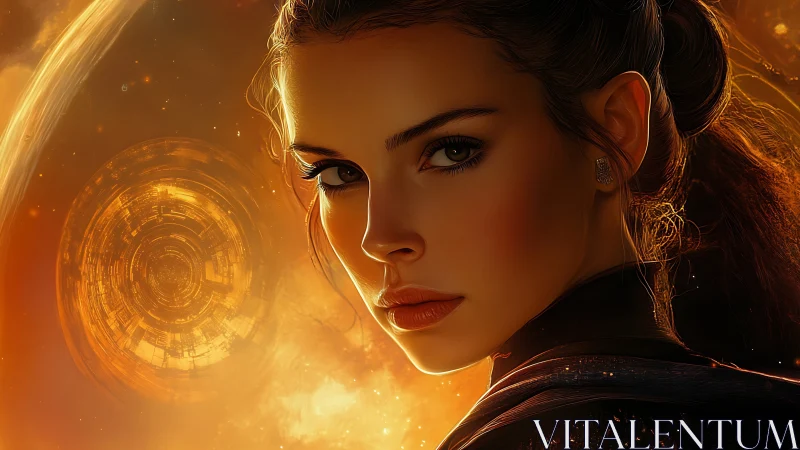 Starlit navigator against molten ringworld horizons.