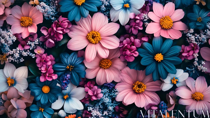 Vibrant Floral Medley Against Dark Background.