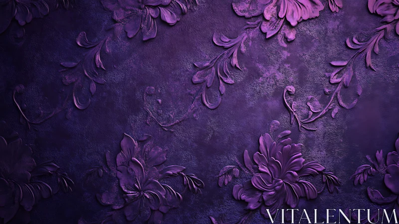 Ornate Purple Baroque Wall with Dimensional Relief Details