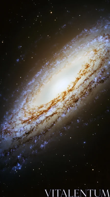 Spiral galaxy viewed edge-on shows dense core and star fields