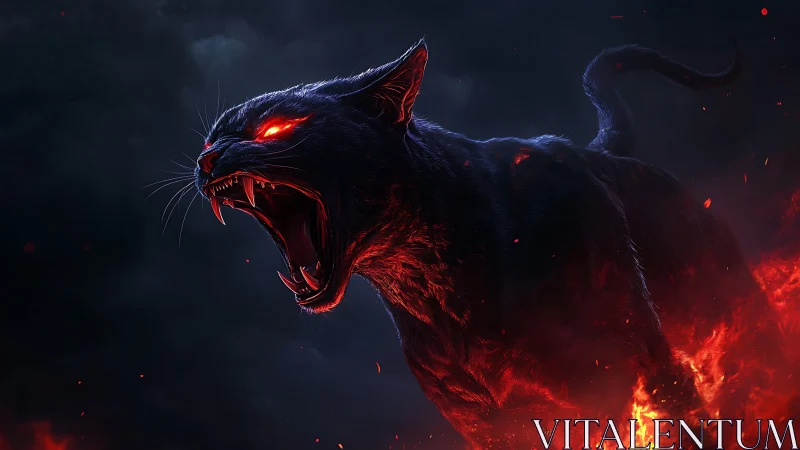Infernal panther construct with emissive ocular cores erupting.
