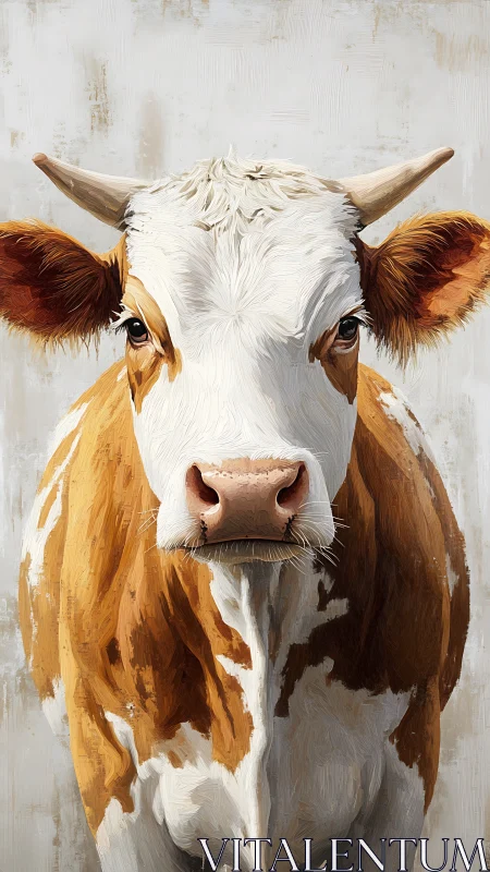 Stoic barnyard muse stares down the viewer in paintbrush calm.