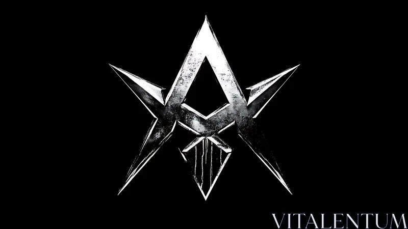 Sharp silver star emblem with bold, edgy character.