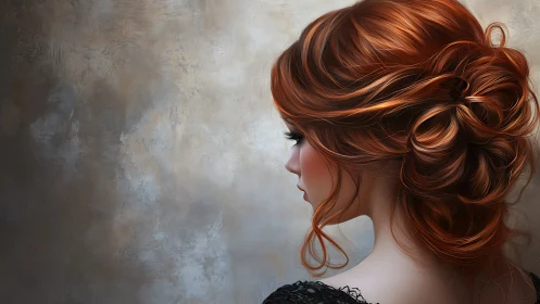 Side-profile digital portrait of red hair specular rendering.