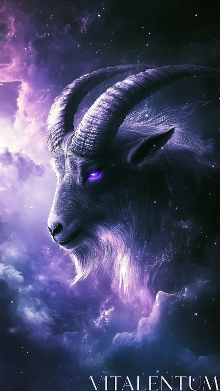 Starlit cosmic goat drifts through violet nebula dreams.