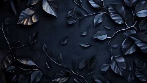 Dark metallic foliage pattern with intertwined branches.