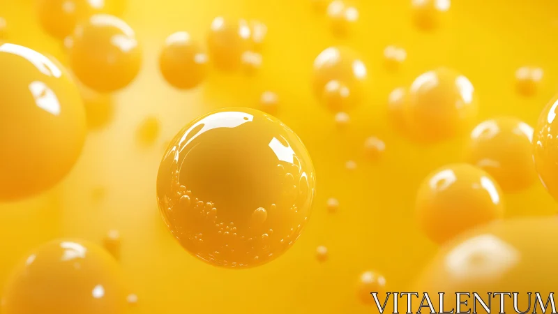 Yellow translucent spheres in floating clustered arrangement.