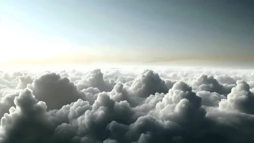 Soft mountain range of sunlit clouds inviting quiet wonder.