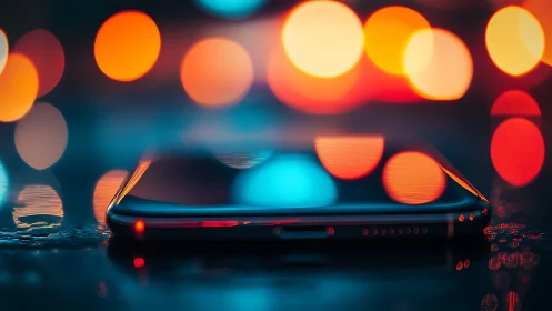 City lights resting on a quiet smartphone at night.