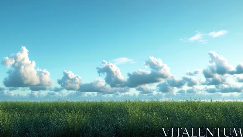 High-fidelity cloudscape over wind-swept grassland horizon