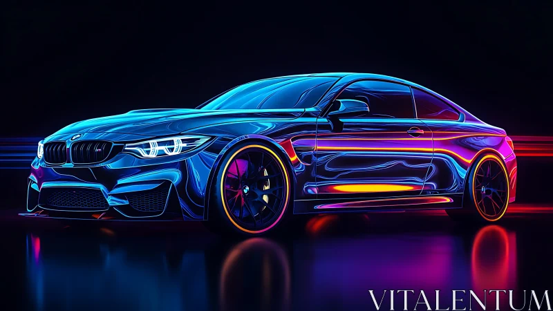Neon street racer bathed in liquid light and electric speed.