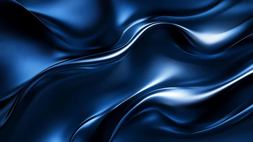 Elegant Blue Satin Waves Abstract Digital Art Background.