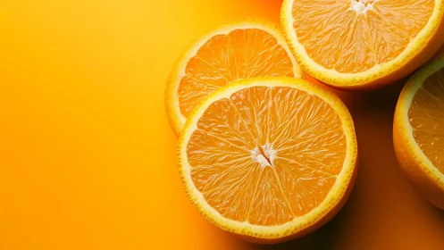 Juicy orange slices glow against a bold citrus backdrop.