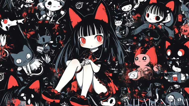 Midnight neko witch drifts through candy-coated chaos